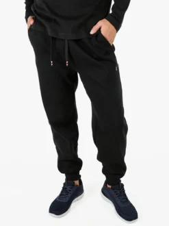 Polo Club Pantaloni tuta da uomo felpati con polsini - nero