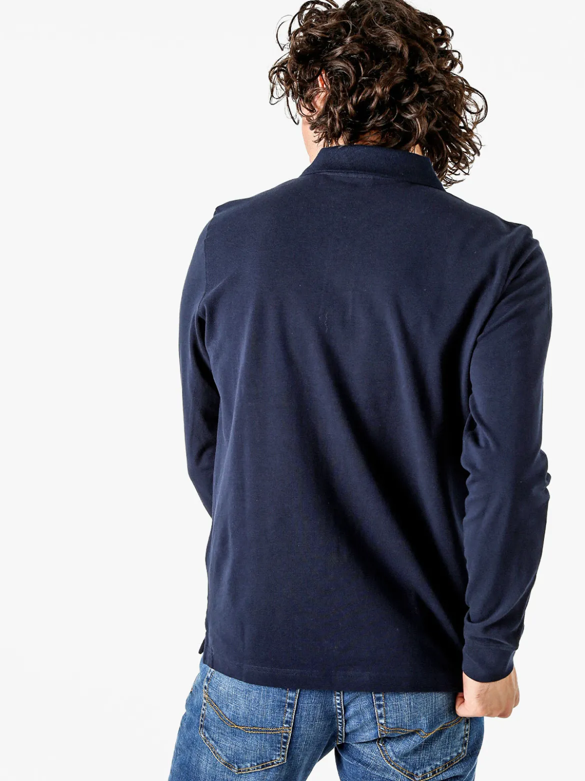 Polo Club Polo da uomo in cotone con logo a maniche lunghe - blu scuro