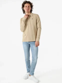 Polo Club Polo da uomo in cotone con logo a maniche lunghe - khaki