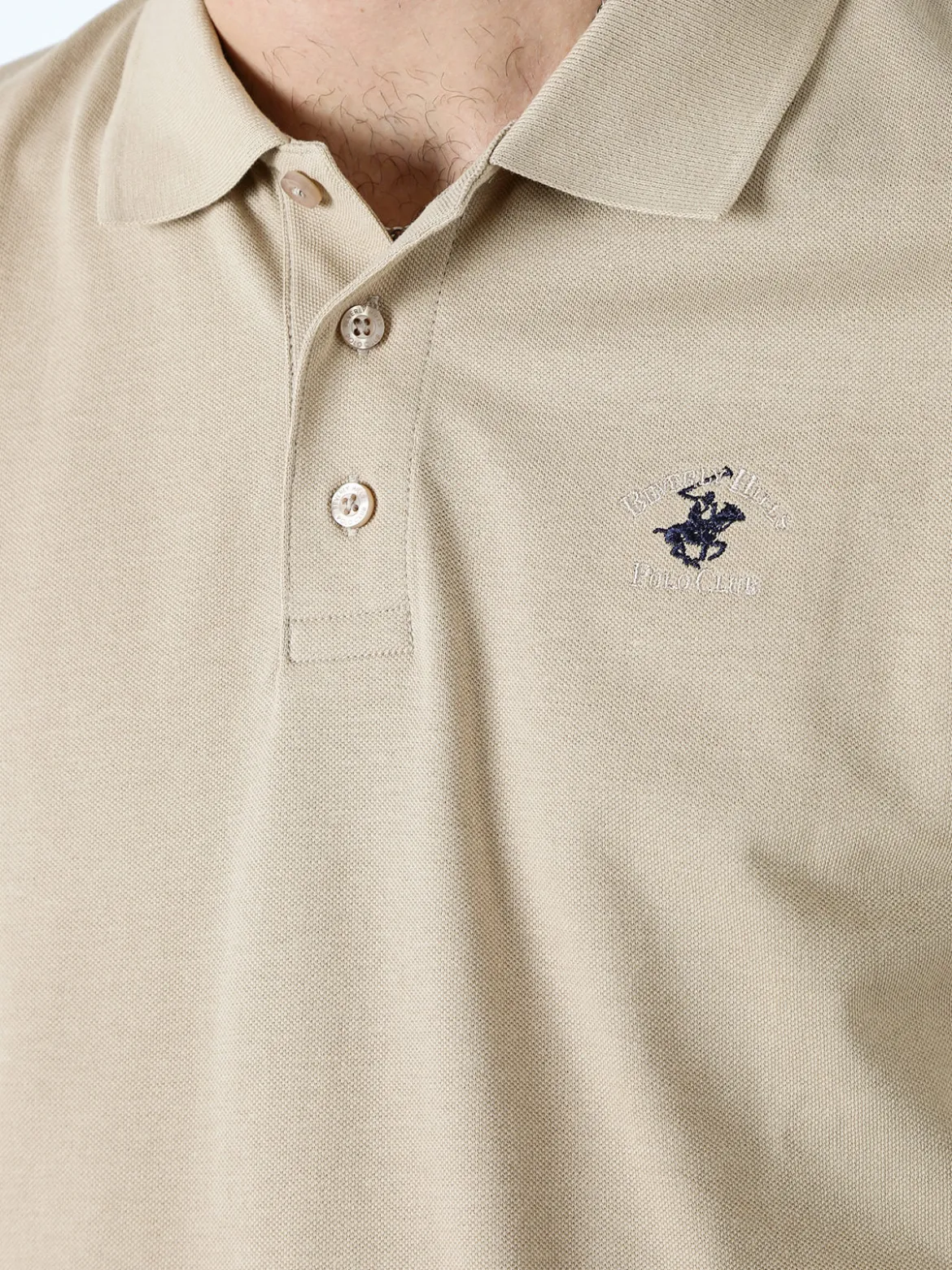 Polo Club Polo da uomo in cotone con logo a maniche lunghe - khaki