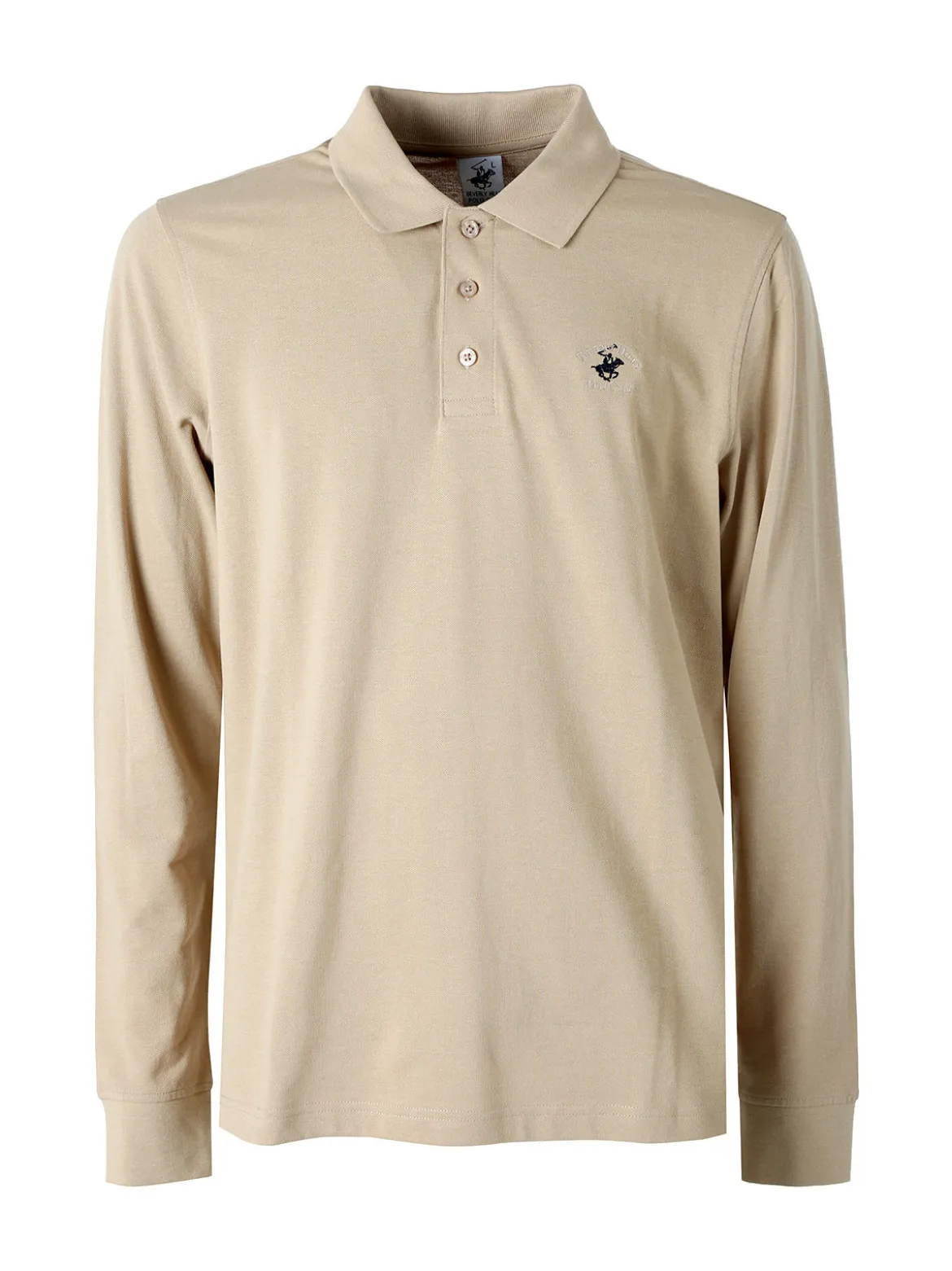 Polo Club Polo da uomo in cotone con logo a maniche lunghe - khaki