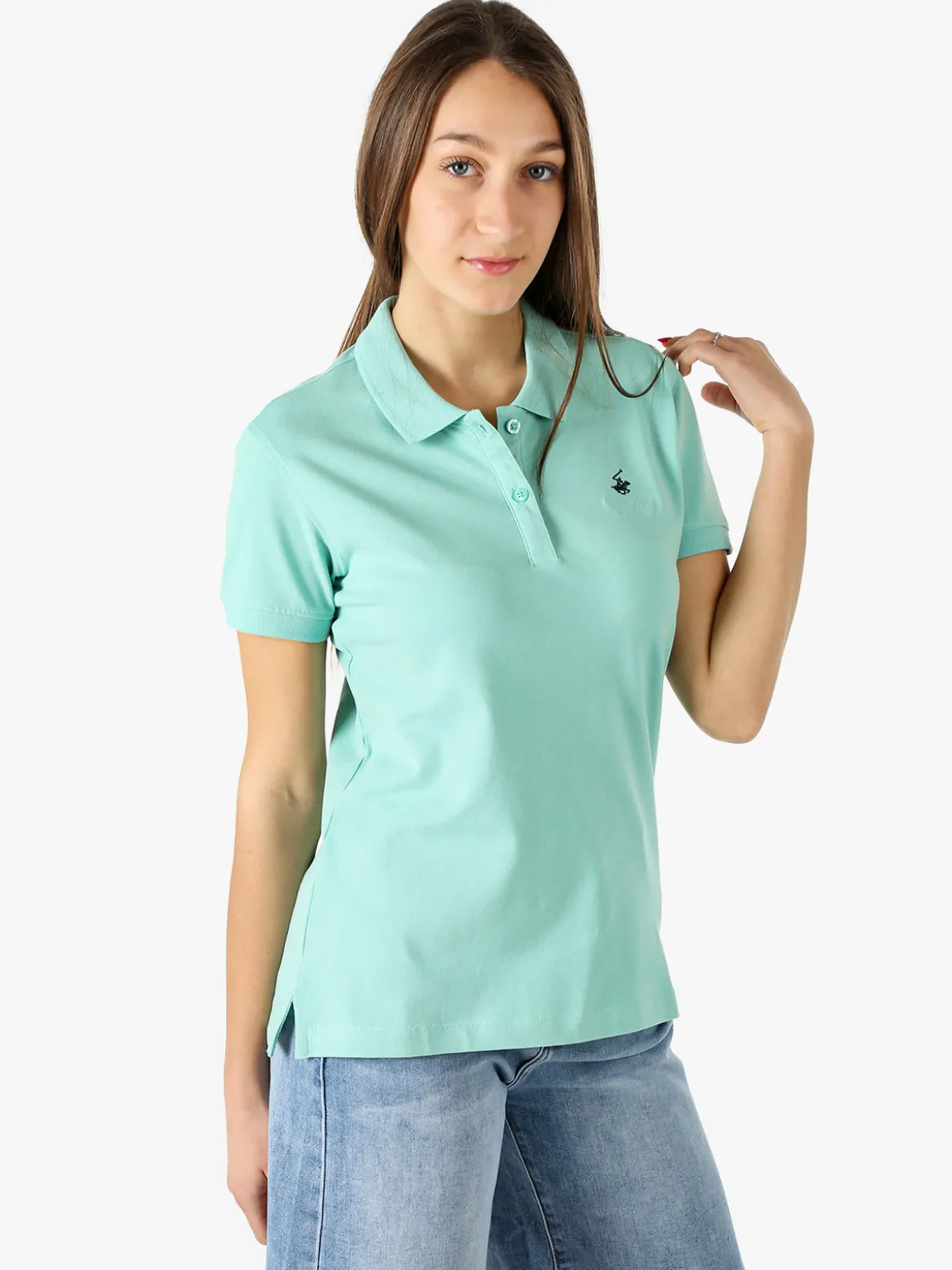 Polo Club Polo donna in cotone a maniche corte - acqua marina