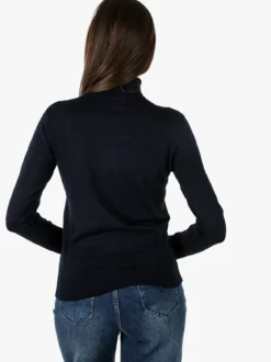Polo Club Pullover dolcevita da donna in maglia tinta unita - blu scuro