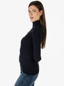 Polo Club Pullover dolcevita donna in maglia intrecciata - blu scuro