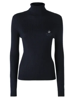 Polo Club Pullover dolcevita donna in maglia intrecciata - blu scuro