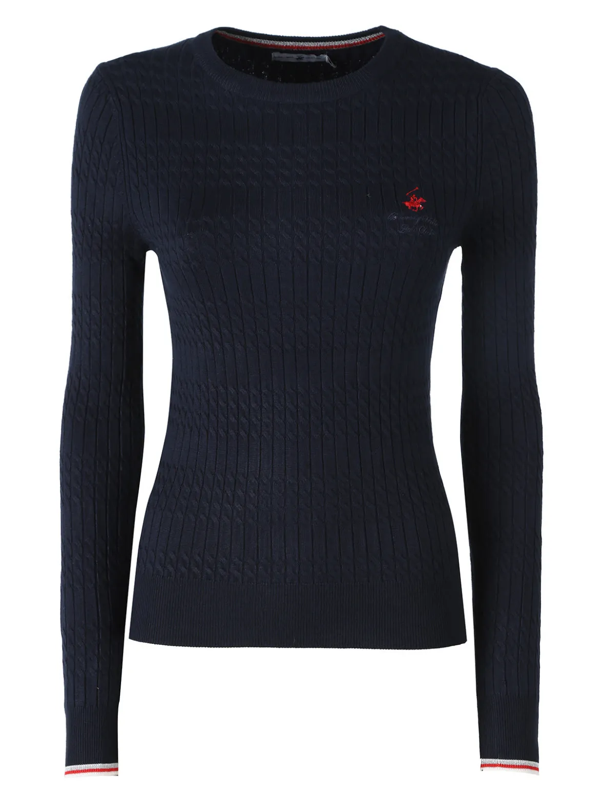 Polo Club Pullover girocollo donna in maglia intrecciata - blu scuro
