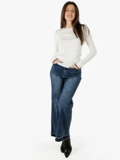 Polo Club Pullover girocollo donna in maglia intrecciata - panna