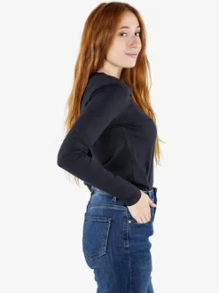 Polo Club T-shirt donna scollo a V a maniche lunghe in cotone - blu scuro