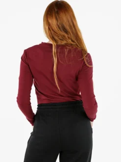 Polo Club T-shirt girocollo da donna a maniche lunghe in cotone - bordeaux