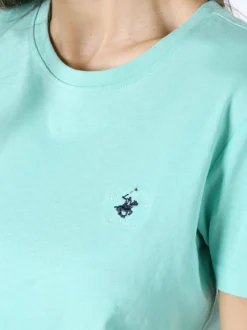Polo Club T-shirt girocollo da donna in cotone - acqua marina