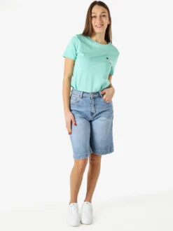 Polo Club T-shirt girocollo da donna in cotone - acqua marina