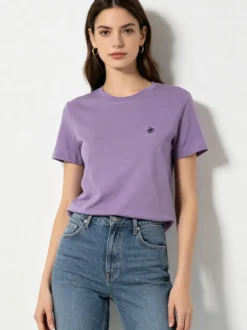 Polo Club T-shirt girocollo da donna in cotone - viola