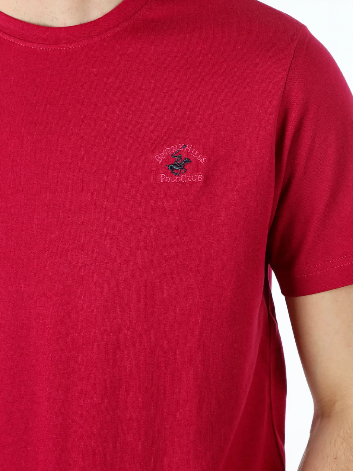 Polo Club T-shirt girocollo da uomo in cotone - bordeaux