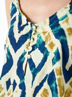 Positano Top donna cropped in viscosa con spalline strette e stampe - ottanio