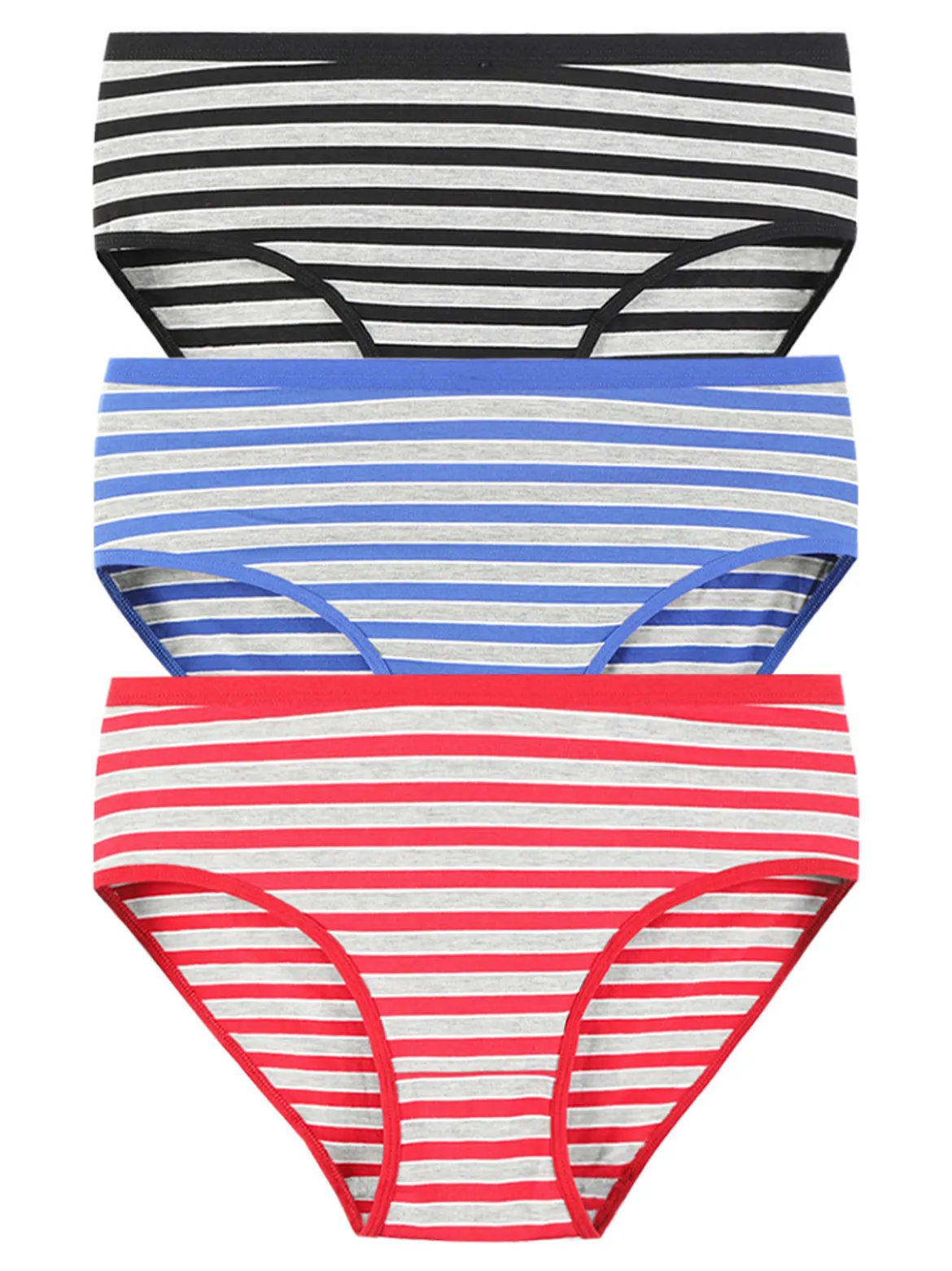 Power Flower Slip donna in cotone a righe. Confezione da 3 paia