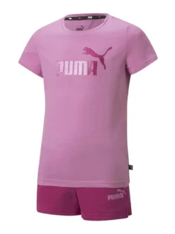 Puma Completo sportivo corto da bambina in cotone