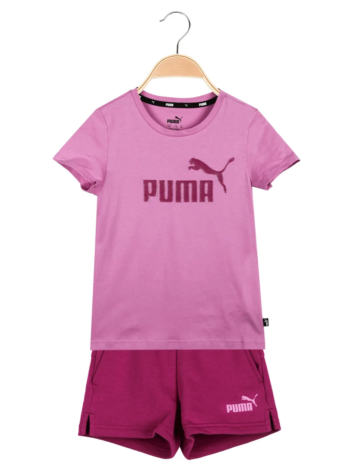 Puma Completo sportivo corto da bambina in cotone