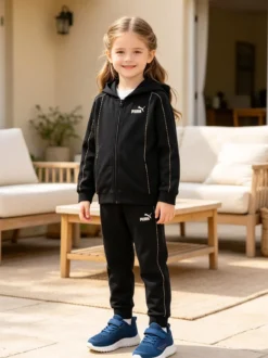 Puma ESS+ANIMAL FZ HOODED SUIT Completo tuta da ragazza - nero