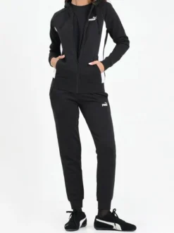 Puma FULL - ZIP HOODED SWEAT SUIT Completo tuta donna con cappuccio e zip - nero