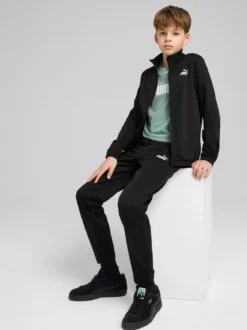 Puma Poly Suit Completo tuta 2 pezzi da bambini full zip con logo - nero