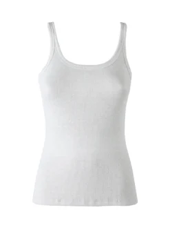 Pura Canotta da donna in cotone lamé - argento