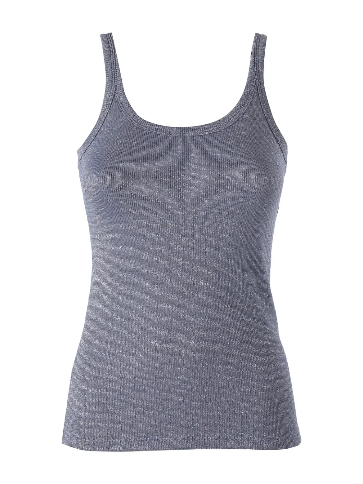 Pura Canotta da donna in cotone lamé - blu