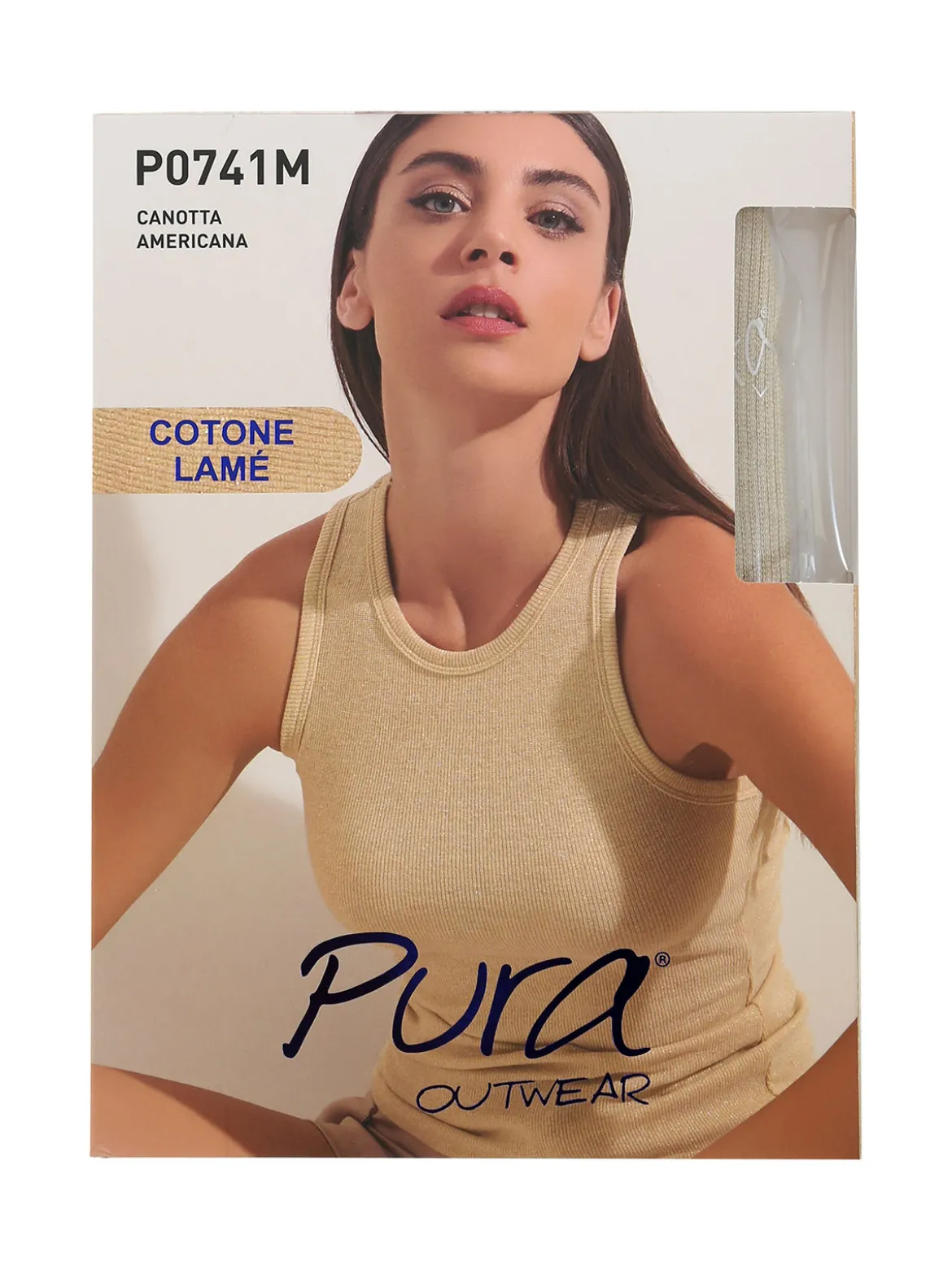 Pura Canotta da donna in cotone lamè - oro