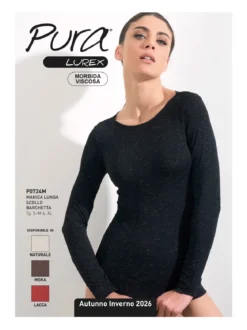 Pura P0725M Dolcevita da donna a maniche lunghe in lurex