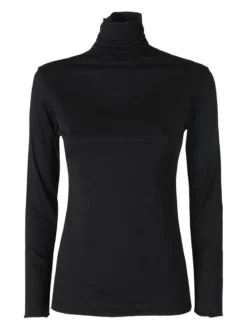 Pura P0736M Dolcevita donna a costine in cashmere - nero