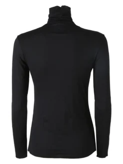 Pura P0736M Dolcevita donna a costine in cashmere - nero