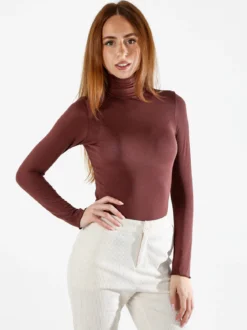 Pura P0714M Dolcevita donna in cashmere a manica lunga - moro