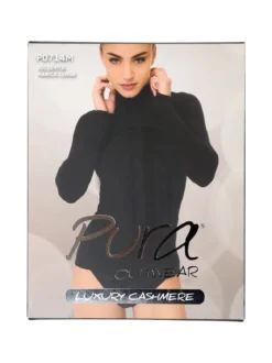 Pura P0714M Dolcevita donna in cashmere a manica lunga - moro