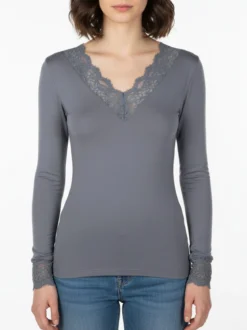Pura P0716M Maglia donna in cashmere con pizzo