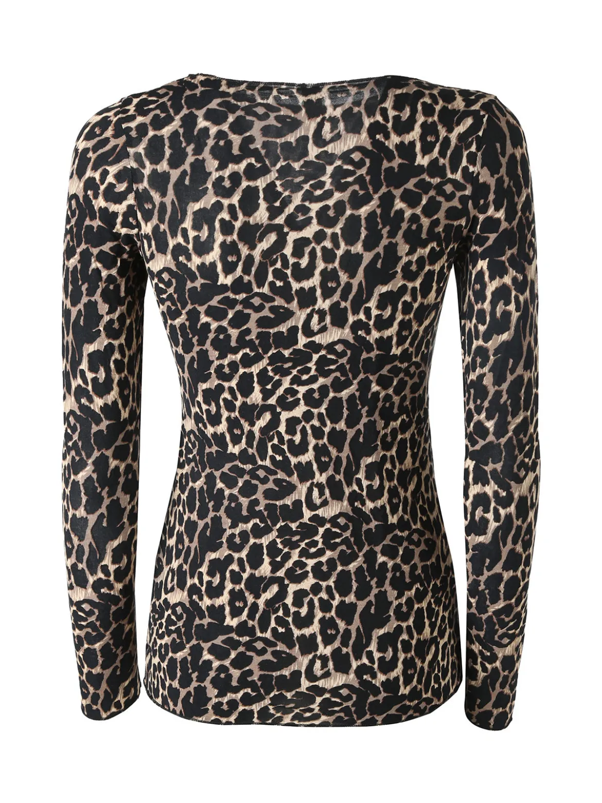 Pura P0737M Maglietta donna leopardata in cashmere con scollo a barca - multicolore