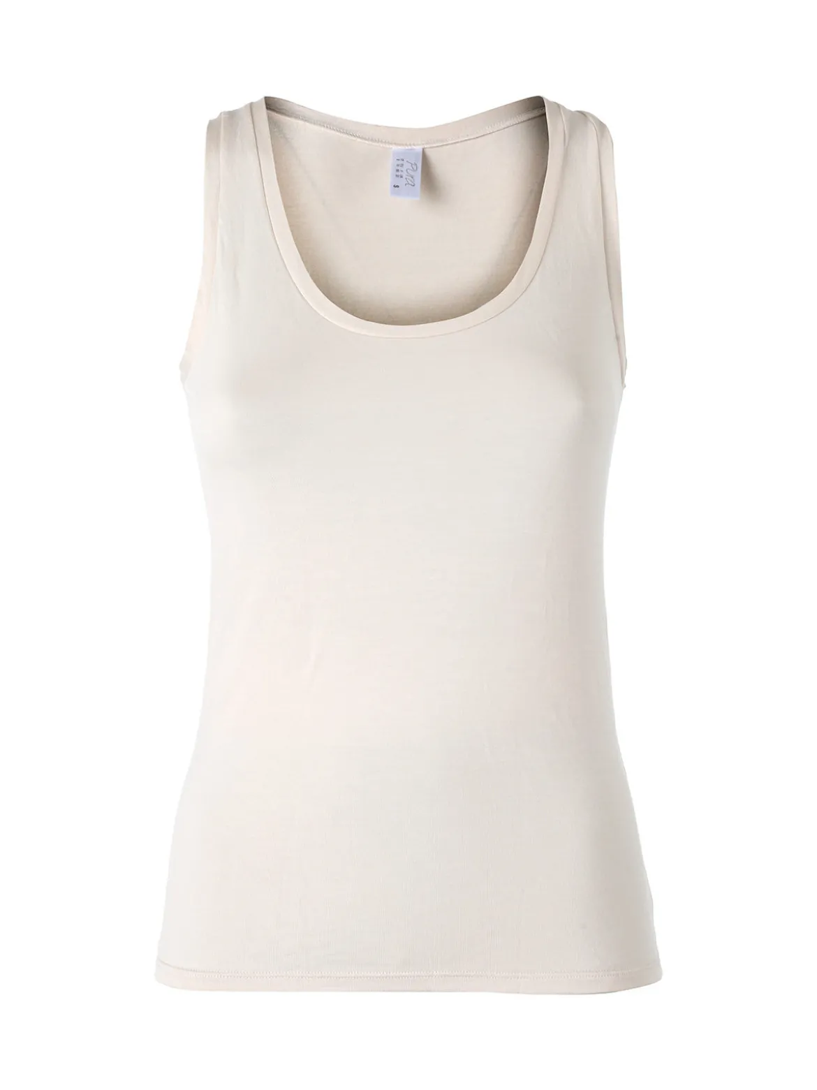 Pura P0718M Top donna in bamboo a spalla larga - sabbia