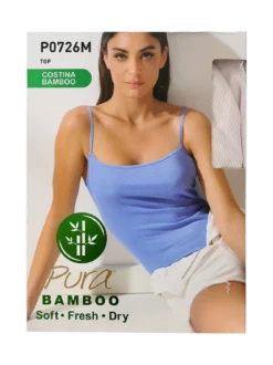 Pura Top donna a costine in bamboo - bianco