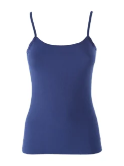 Pura Top donna a costine in bamboo - blu scuro