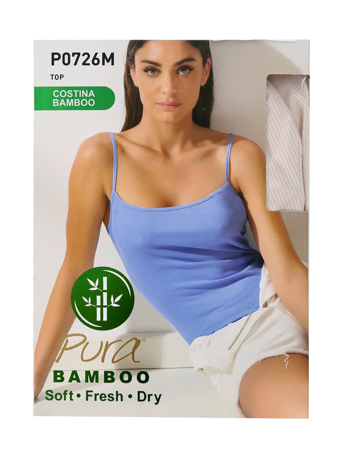 Pura Top donna a costine in bamboo - nero