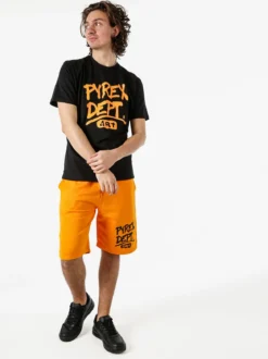 Pyrex Bermuda sportivi da uomo in cotone con logo - arancione