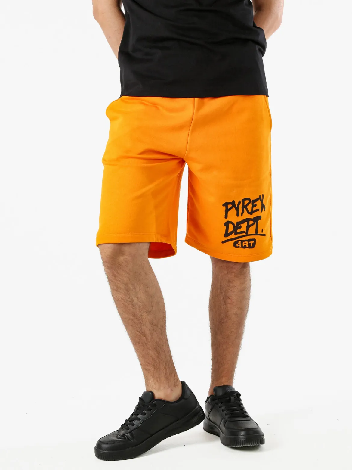 Pyrex Bermuda sportivi da uomo in cotone con logo - arancione