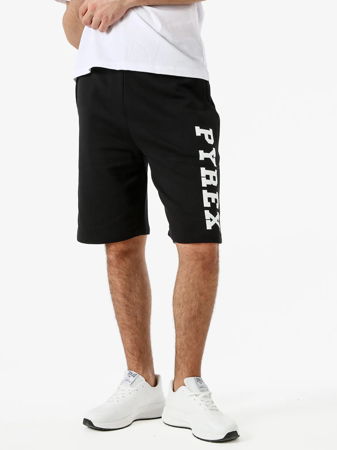 Pyrex Bermuda sportivi da uomo in cotone con logo - nero