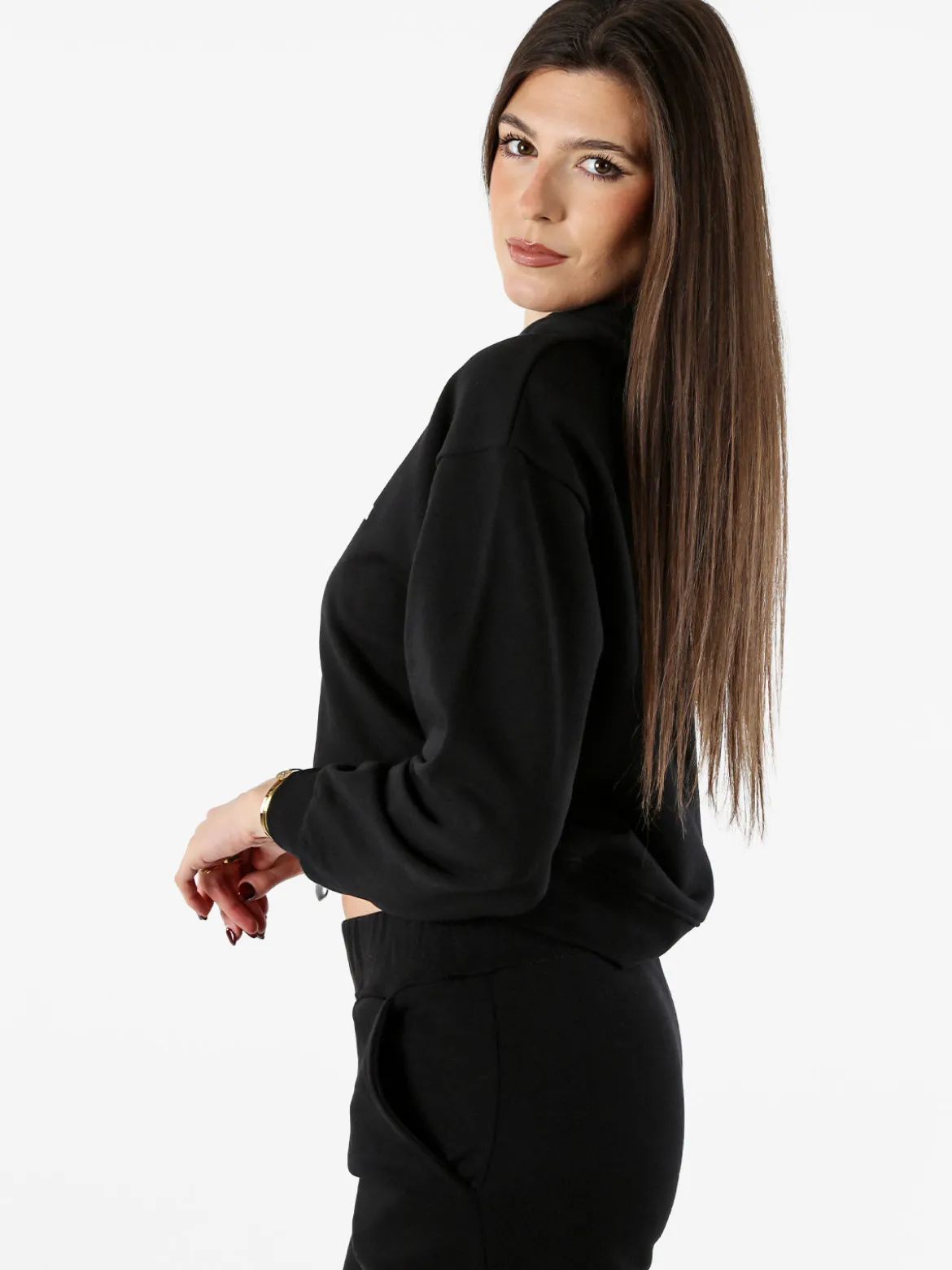 Pyrex Felpa da donna con cappuccio e logo - nero