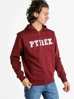 Pyrex Felpa da uomo con cappuccio e zip - bordeaux