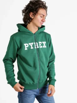 Pyrex Felpa da uomo con cappuccio e zip - verde