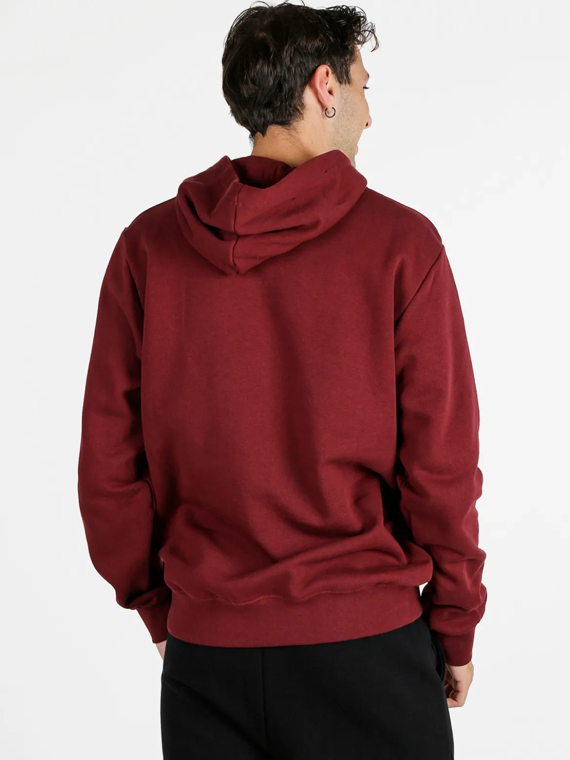 Pyrex Felpa da uomo in cotone con cappuccio e stampa logo - bordeaux