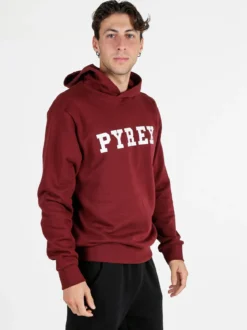 Pyrex Felpa da uomo in cotone con cappuccio e stampa logo - bordeaux
