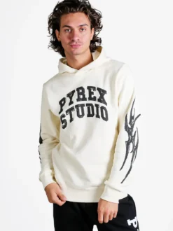 Pyrex Felpa invernale da uomo con cappuccio - panna