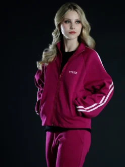 Pyrex Felpa sportiva da donna full zip a collo alto - fucsia