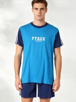 Pyrex Pigiama corto da uomo in cotone - bluette