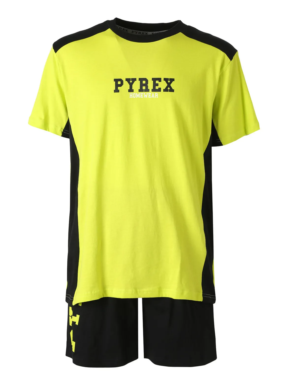 Pyrex Pigiama corto da uomo in cotone con logo - limone